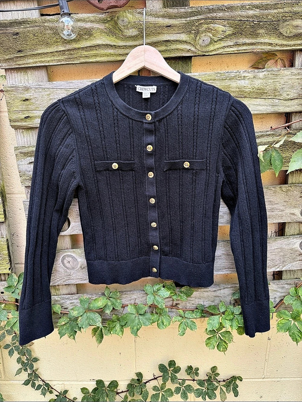 Crewcuts Ribbed Button-Front Cardigan in Black XL
